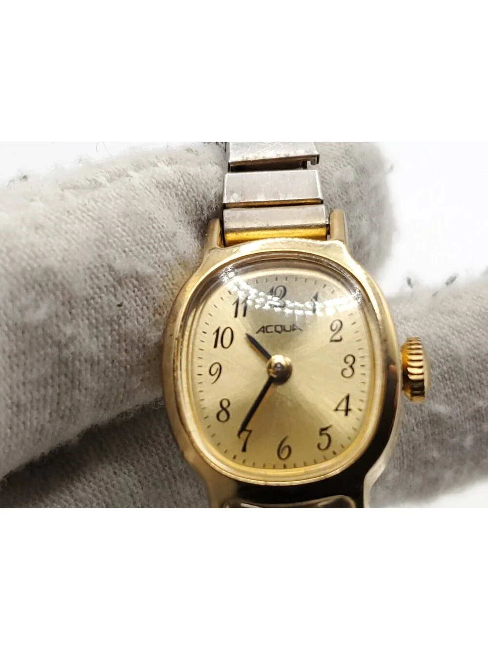 Vintage Acqua Timex Lady Gold Tone Hand-Winding Mechanical Watch Running